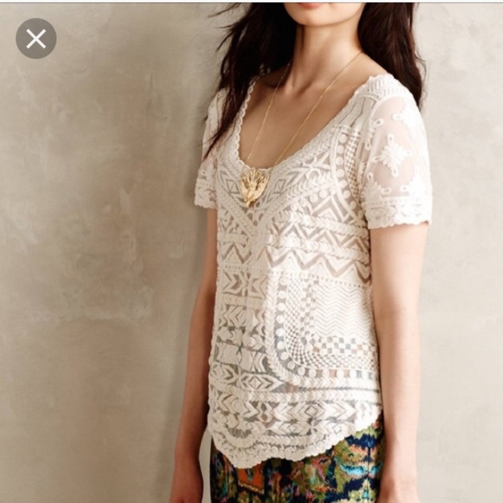 Anthropologie Meadow Rue lace embroidered top, XS